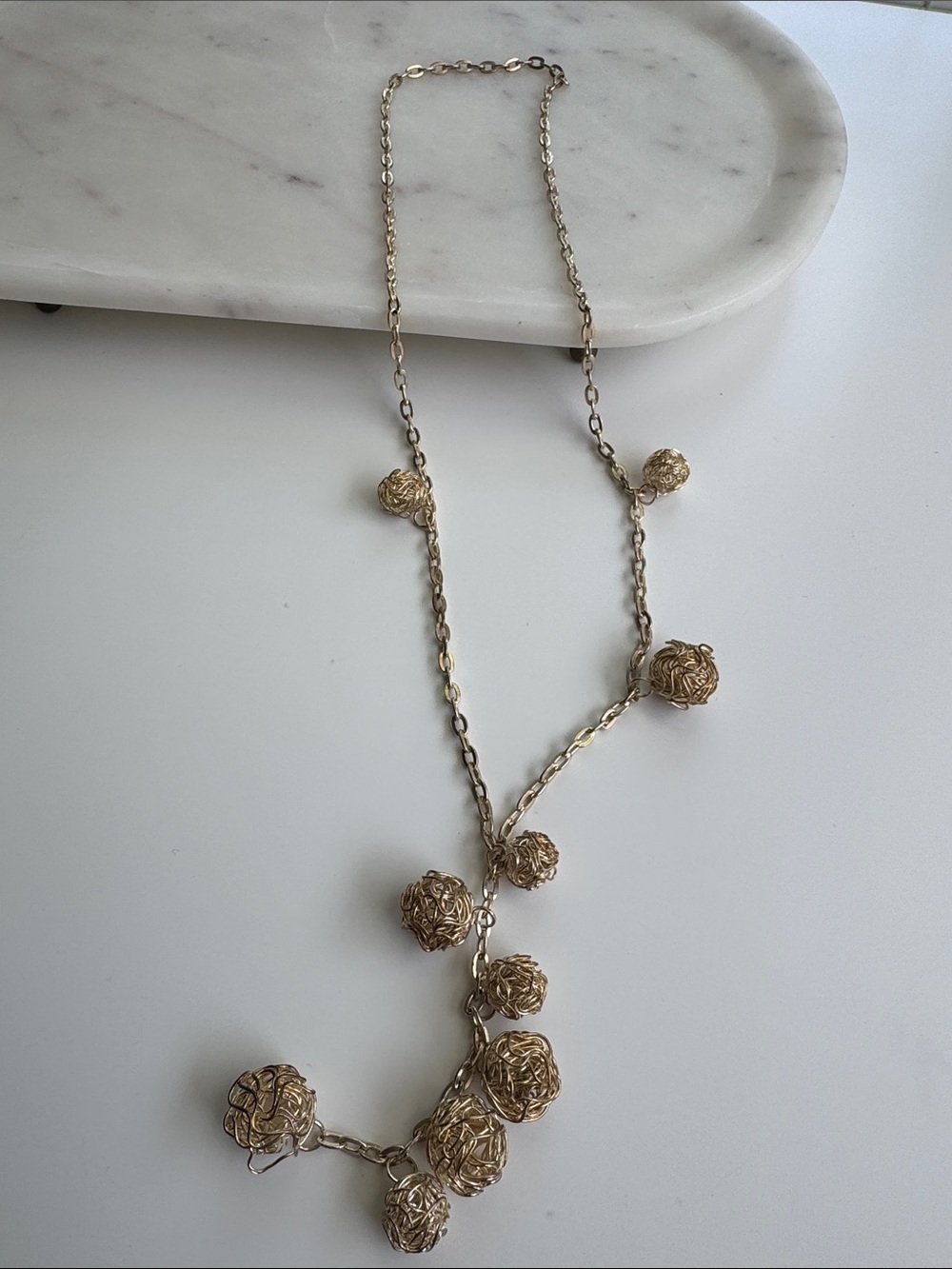 Gold Ball Drop Necklace - Women Jewelry